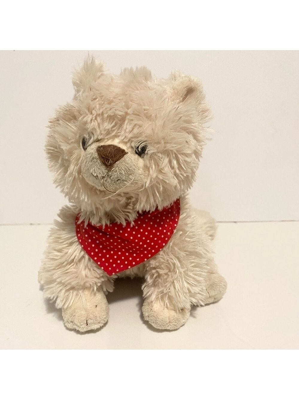 Bukowski Cat Kitty Cream Kitten Soft Plushies Toys Beanie Plush Red Bandana Toy